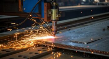 cnc machine cutting a piece of steel